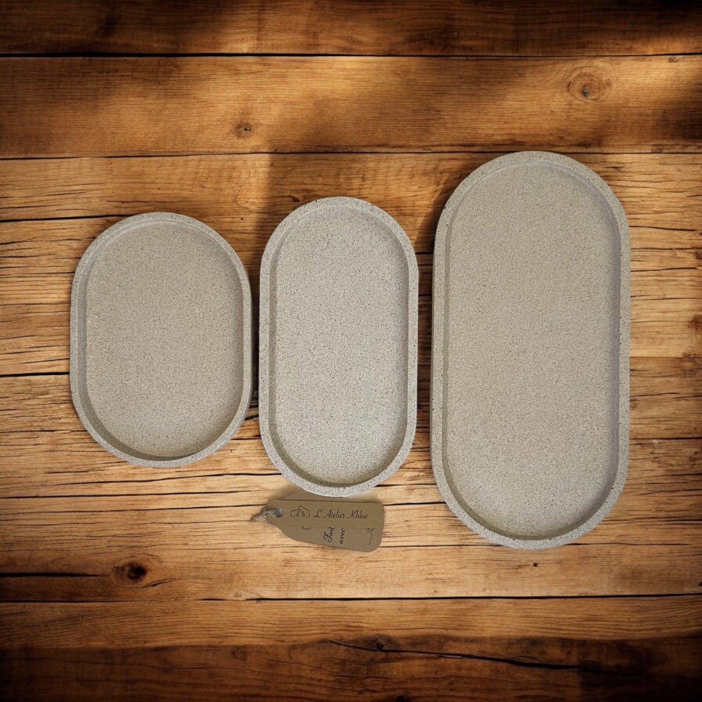 Trays, small handmade trays with a raw granite finish